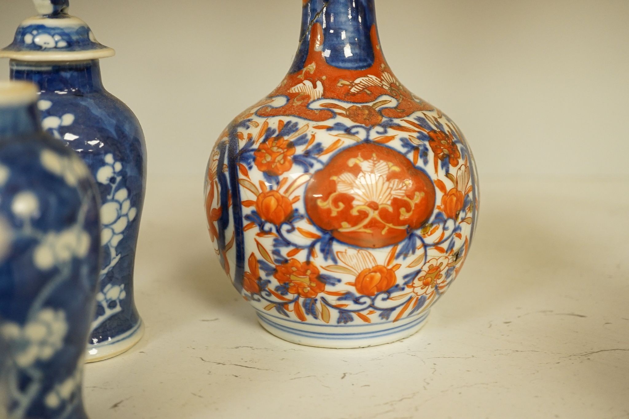 Assorted small Chinese blue and white vases etc., tallest 22cm